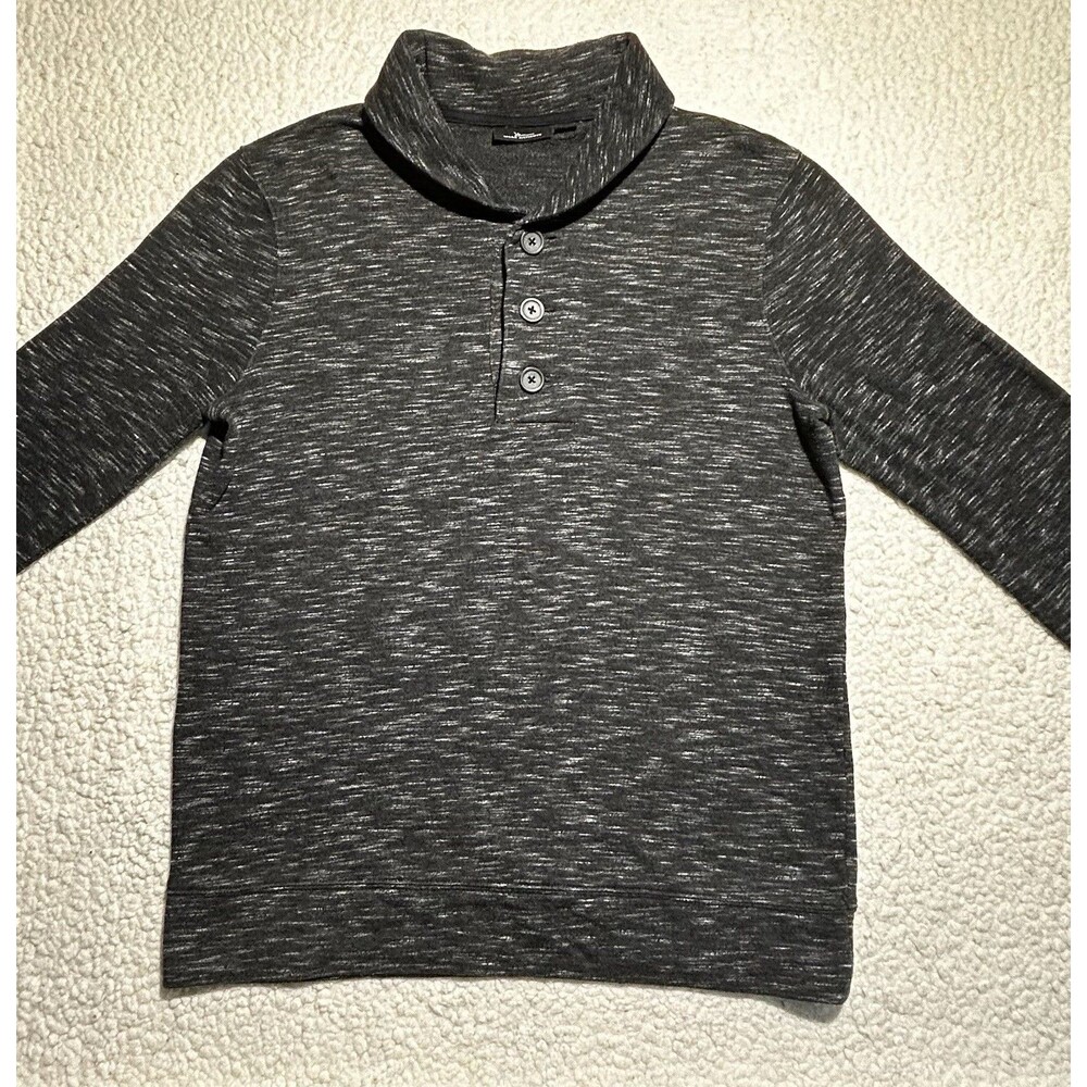Marc Anthony Men Gray Marled Mock Neck Button Pullover Sweater Knit Slim Fit M